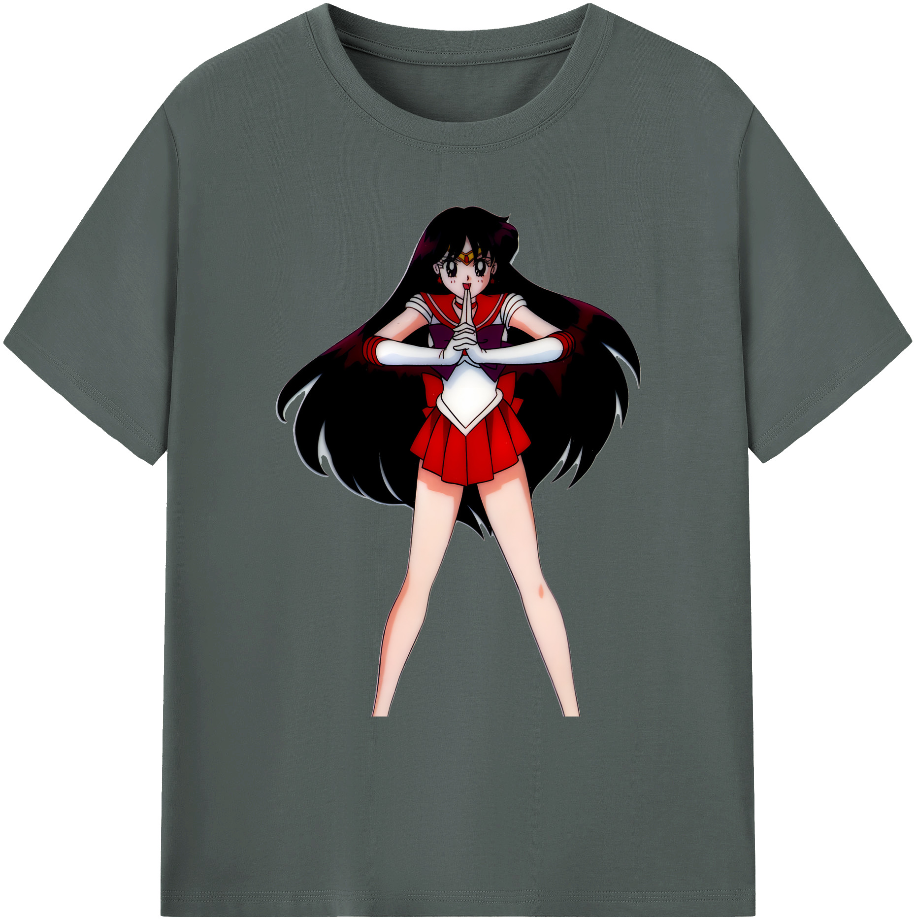 （画像用） 美少女戦士セーラームーン 火野レイ ひの レイ Sailor Moon Hino Rei （セーラーマーズ,Sailor Mars） 綿100％ メンズ半袖Tシャツ｜肌触りやわらか＆通気性